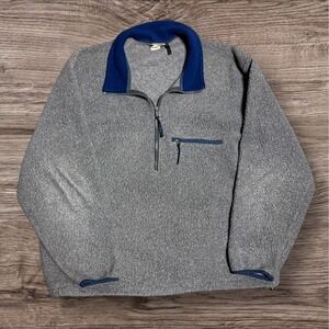 Vintage L.L. Bean‎ Half Zip Pullover Gray Size Men's XL - Green Logo RARE